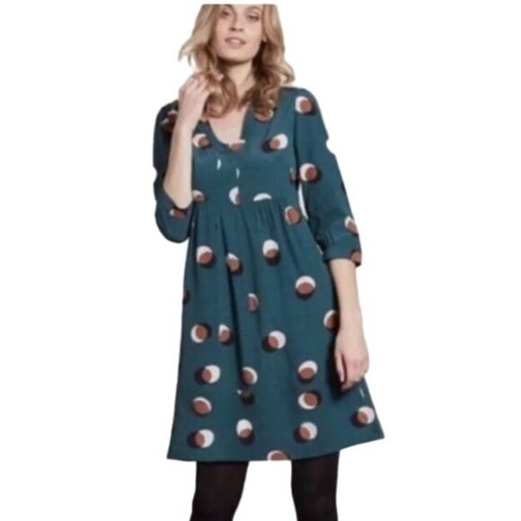 Boden Womens Eclipse Mollie Dress Size 18L Boho Celestial Moon Polka Dot Midi - Picture 1 of 5